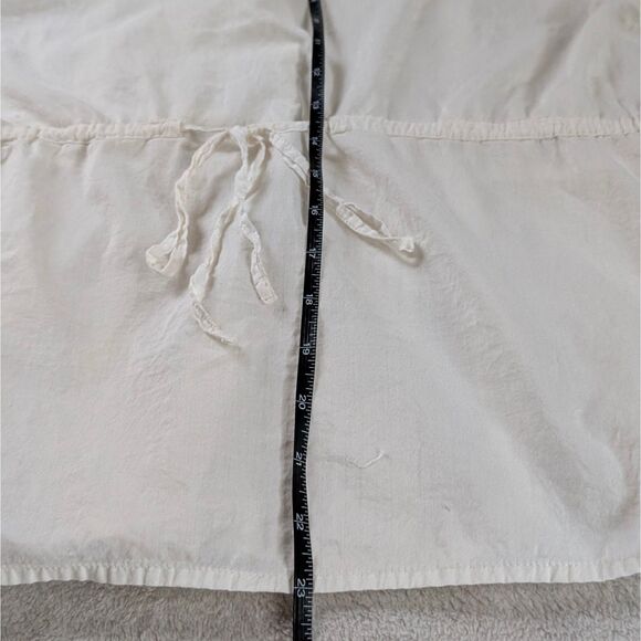 Vintage Lace Button Up Blouse Women's Petite Large Cream Tied Fitted Bohemian - Picture 8 of 8